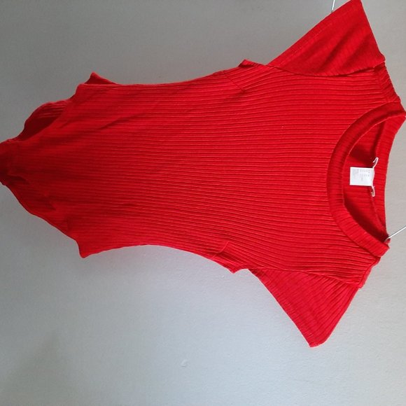 H & M Red Ribbed BodySuit XS Short Sleeve Cotton - Picture 6 of 6